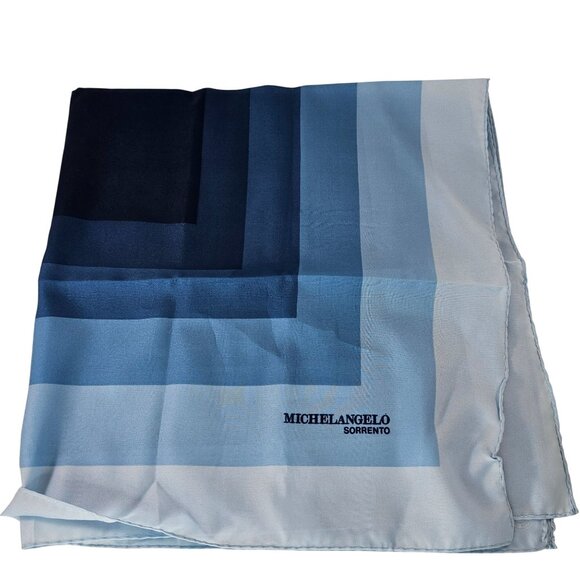 Michelangelo Sorrento Blue Gradient Square Silk Scarf 30"x30" Head Wrap - Picture 2 of 8